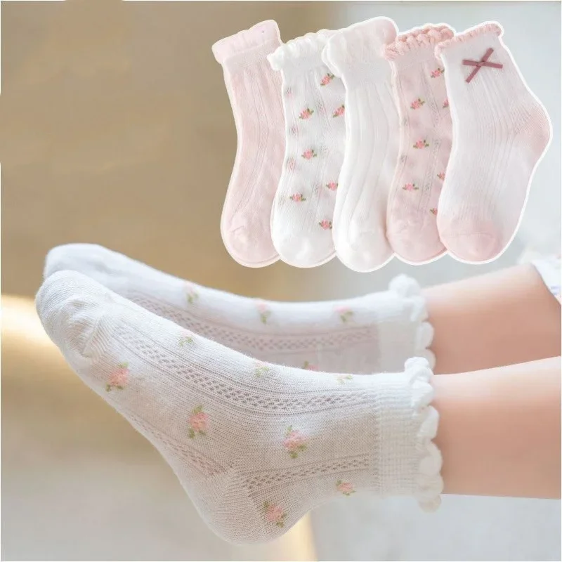 어린이 양말 5 짝/몫 봄 여름 면화 소녀 양말 어린이 - Baby Clothing Patterns Free 리뷰 및 가격