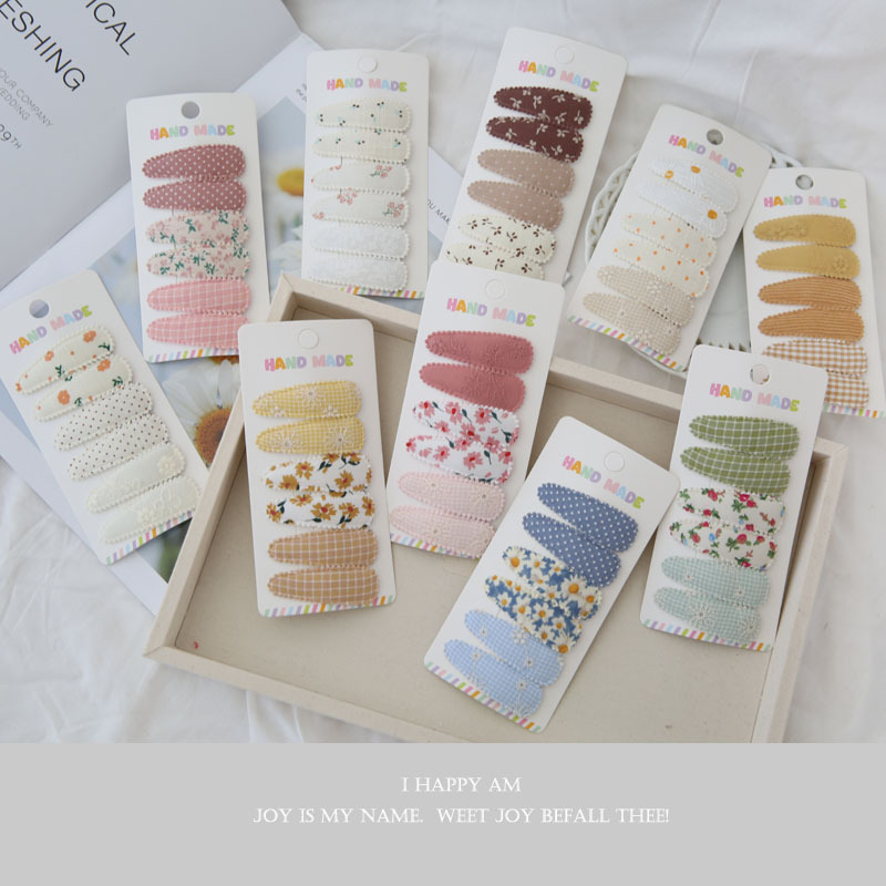 6개 패브릭 헤어 클립 꽃무늬 프린트 면 합금 헤어 사 - Baby Clothing Material 리뷰 및 가격