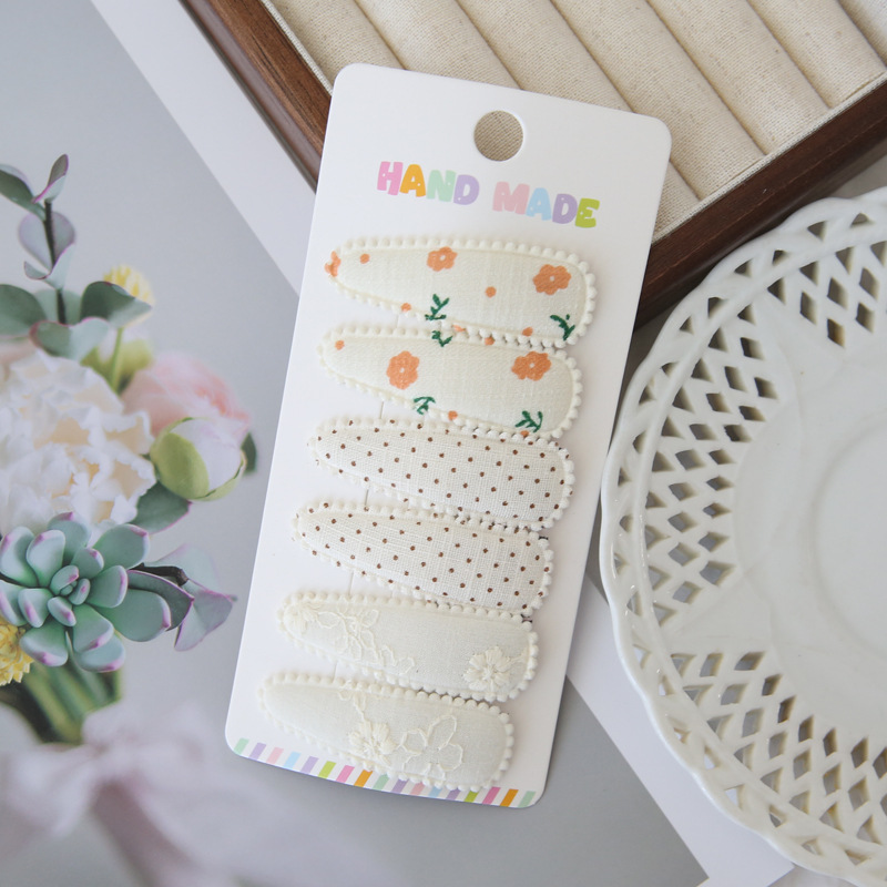 6개 패브릭 헤어 클립 꽃무늬 프린트 면 합금 헤어 사 - Baby Clothing Material 리뷰 및 가격
