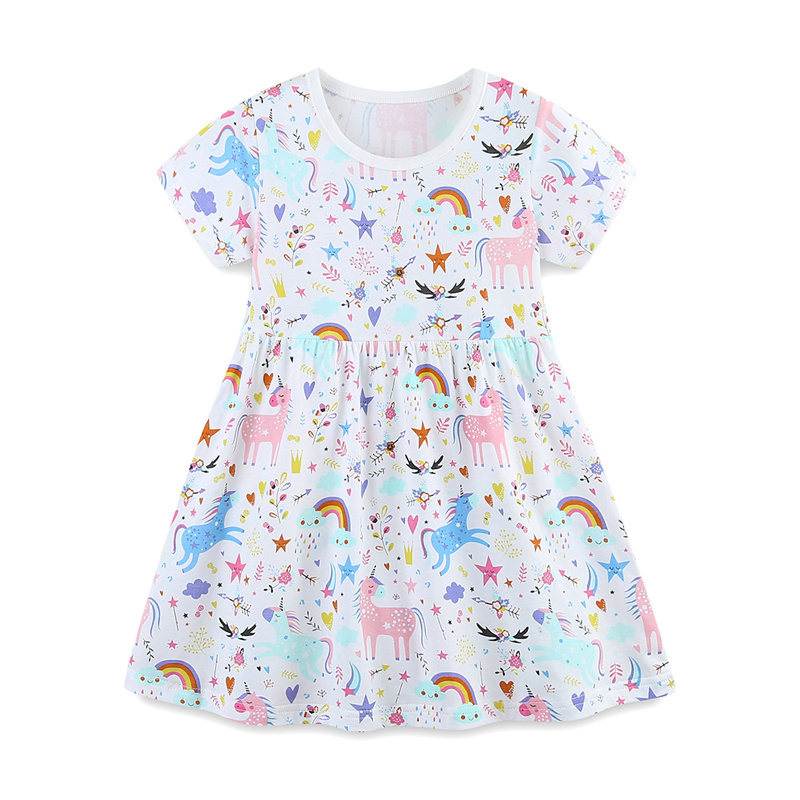 2-7T 점핑 미터 레인보우 반팔 아기 공주 드레스 여 - Baby Clothing Patterns Free 리뷰 및 가격