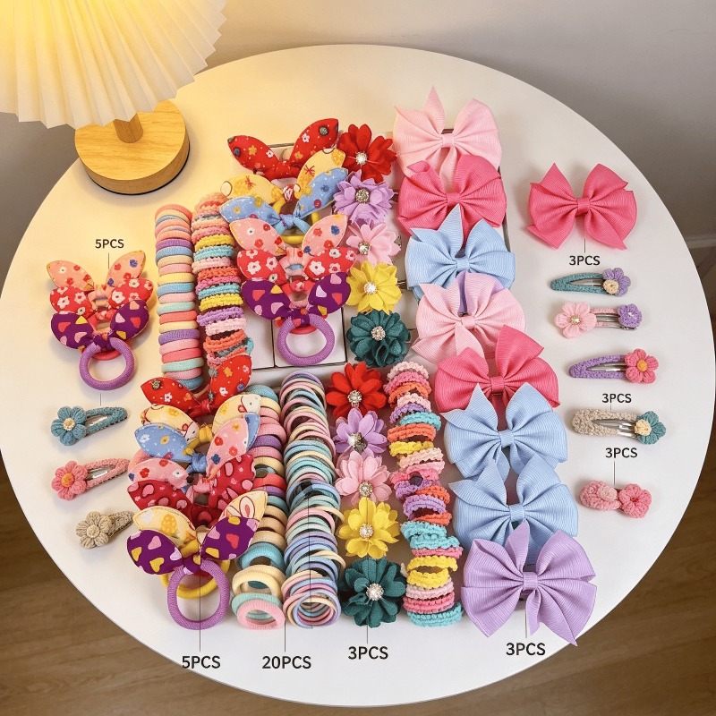 73종 신상 패브릭 여자아이 헤어 액세서리 세트, 탄력 - Baby Clothing Material 리뷰 및 가격
