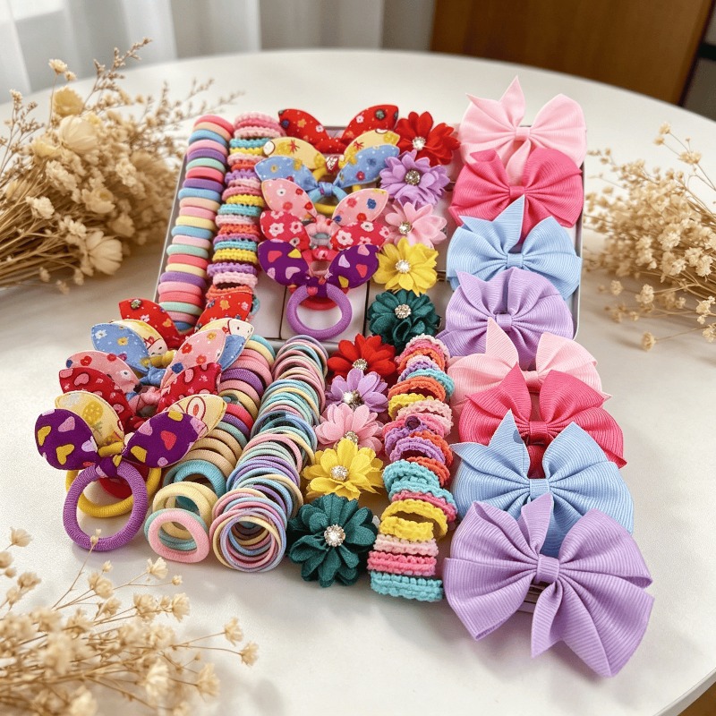 73종 신상 패브릭 여자아이 헤어 액세서리 세트, 탄력 - Baby Clothing Material 리뷰 및 가격
