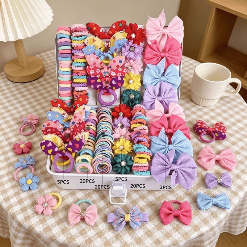 73종 신상 패브릭 여자아이 헤어 액세서리 세트, 탄력 - Baby Clothing Material 리뷰 및 가격