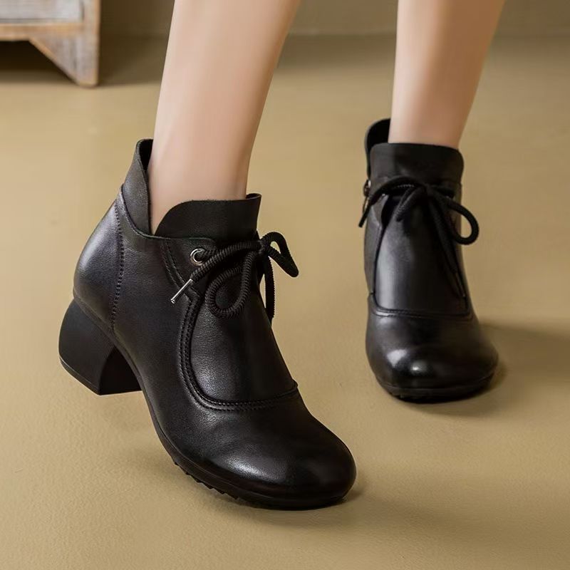 여성용 가을 겨울 신상 가죽 레이스업 앵클 부츠 부드러 - Soft Sole Booties 리뷰 및 가격